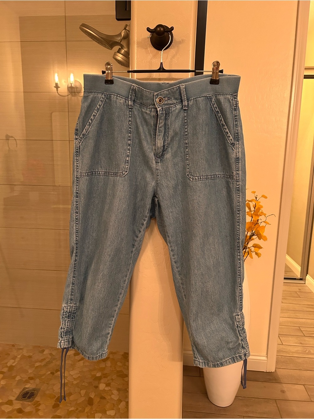 Style & Co. Light Blue Denim Capri Pants with Drawcord Hem